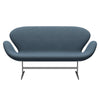 Fritz Hansen Swan™ Sofa 2 Seater, Satin Brushed Aluminium/Fiord Stone Blue