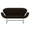 Fritz Hansen Svanesofa 2-Personers, Satinpoleret Aluminium/Hallingdal Sort/Brun