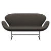 Fritz Hansen Swan Sofa 2 Seater, Satin Brushed Aluminium/Hallingdal Charcoal Light