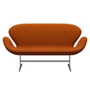 Fritz Hansen Swan™ Sofa 2 Seater, Satin Brushed Aluminium/Hallingdal Orange (547)