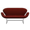 Fritz Hansen Swan Sofa 2 Seater, Satin Brushed Aluminium/Hallingdal Red/Black