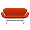 Fritz Hansen Swan™ Sofa 2 Seater, Satin Brushed Aluminium/Hallingdal Red/Orange