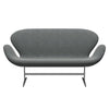 Fritz Hansen Swan Sofa 2 Seater, Satin Brushed Aluminium/Hallingdal White Black