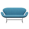 Fritz Hansen Swan Sofa 2 Seater, Satin Brushed Aluminium/Hallingdal White/Turquoise