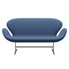 Fritz Hansen Swan Sofa 2 Seater, Satin Brushed Aluminium/Re Wool Blue/Natural