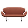 Fritz Hansen Swan™ Sofa 2 Seater, Satin Brushed Aluminium/Re Wool Coral Red/Natural