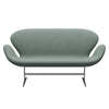 Fritz Hansen Svanesofa 2-Personers, Satinpoleret Aluminium/Re-Wool Light Aqua/Natural