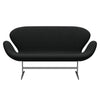 Fritz Hansen Swan Sofa 2 Seater, Satin Brushed Aluminium/Steelcut Black