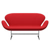 Fritz Hansen Svanesofa 2-Personers, Satinpoleret Aluminium/Steelcut Neon Red