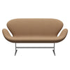 Fritz Hansen Swan Sofa 2 Seater, Satin Brushed Aluminium/Steelcut Sand Dark/Beige