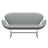 Fritz Hansen Swan Sofa 2 Seater, Satin Brushed Aluminium/Steelcut Trio Beige