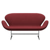 Fritz Hansen Swan Sofa 2 Seater, Satin Brushed Aluminium/Steelcut Trio Dark Red