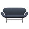 Fritz Hansen Swan Sofa 2 Seater, Satin Brushed Aluminium/Steelcut Trio Olive Green/Turquoise