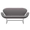 Fritz Hansen Swan Sofa 2 Seater, Satin Brushed Aluminium/Steelcut Trio Soft Blue/Brown/Black