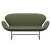 Fritz Hansen Swan Sofa 2 Seater, Satin Brushed Aluminium/Steelcut Trio Soft Green