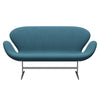 Fritz Hansen Swan Sofa 2 Seater, Satin Brushed Aluminium/Steelcut Trio Turquoise