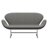 Fritz Hansen Swan Sofa 2 Seater, Satin Brushed Aluminium/Steelcut Trio White/Black