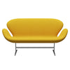 Fritz Hansen Swan Sofa 2 Seater, Satin Brushed Aluminium/Steelcut Yellow