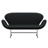 Fritz Hansen Swan Sofa 2 Seater, Satin Brushed Aluminium/Sunniva Black (193)