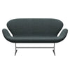 Fritz Hansen Swan Sofa 2 Seater, Satin Brushed Aluminium/Sunniva Black/Light Blue