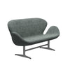 Fritz Hansen Swan Sofa 2 Seater, Satin Brushed Aluminium/Sunniva Black/White