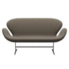 Fritz Hansen Swan Sofa 2 Seater, Satin Brushed Aluminium/Sunniva Chocolate/Light Grey