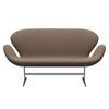 Fritz Hansen Swan Sofa 2 Seater, Satin Brushed Aluminium/Sunniva Chocolate/Tan