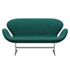 Fritz Hansen Swan Sofa 2 Seater, Satin Brushed Aluminium/Sunniva Green