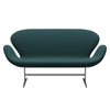 Fritz Hansen Swan Sofa 2 Seater, Satin Brushed Aluminium/Sunniva Green/Grey