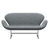 Fritz Hansen Swan Sofa 2 Seater, Satin Brushed Aluminium/Sunniva Grey/Pale Green