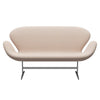 Fritz Hansen Swan Sofa 2 Seater, Satin Brushed Aluminium/Sunniva Sand/Soft Pink