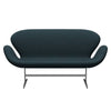 Fritz Hansen Swan Sofa 2 Seater, Satin Brushed Aluminium/Tonus Dark Green