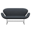 Fritz Hansen Swan Sofa 2 Seater, Satin Brushed Aluminium/Tonus Dark Grey