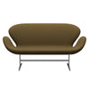 Fritz Hansen Swan Sofa 2 Seater, Satin Brushed Aluminium/Tonus Khaki Green