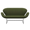 Fritz Hansen Swan Sofa 2 Seater, Satin Brushed Aluminium/Tonus Military Green