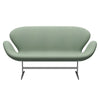 Fritz Hansen Swan Sofa 2 Seater, Satin Brushed Aluminium/Tonus Mint Green