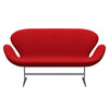 Fritz Hansen Swan Sofa 2 Seater, Satin Brushed Aluminium/Tonus Red