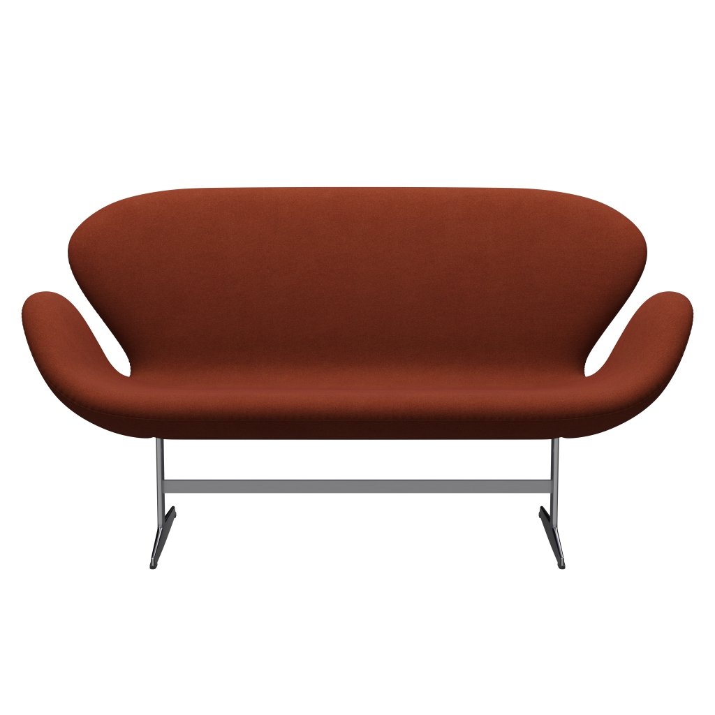 Fritz Hansen Svanesofa 2-Personers, Satinpoleret Aluminium/Tonus Rust