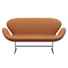 Fritz Hansen Swan™ Sofa 2 Seater, Satin Brushed Aluminium/Tonus Soft Orange