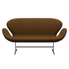 Fritz Hansen Swan Sofa 2 Seater, Satin Brushed Aluminium/Tonus Warm Brown (364)