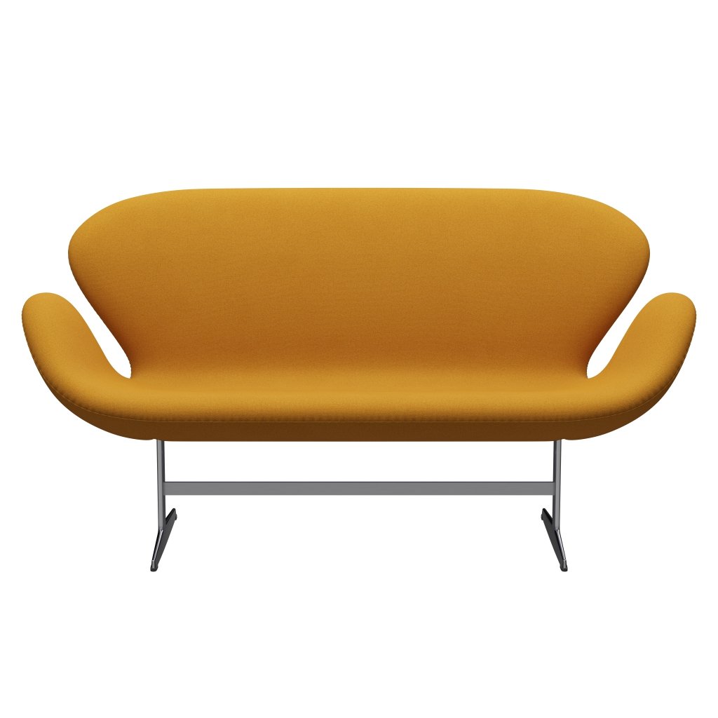 Fritz Hansen Svanesofa 2-Personers, Satinpoleret Aluminium/Tonus Warm Yellow