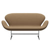 Fritz Hansen Swan Sofa 2 Seater, Satin Brushed Aluminum/Diablo Gold Sand