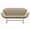 Fritz Hansen Swan Sofa 2 Seater, Satin Brushed Aluminum/Diablo Hessian