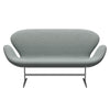 Fritz Hansen Svanesofa 2-Personers, Satinpoleret Aluminium/Re-Wool Pale Aqua/Natural