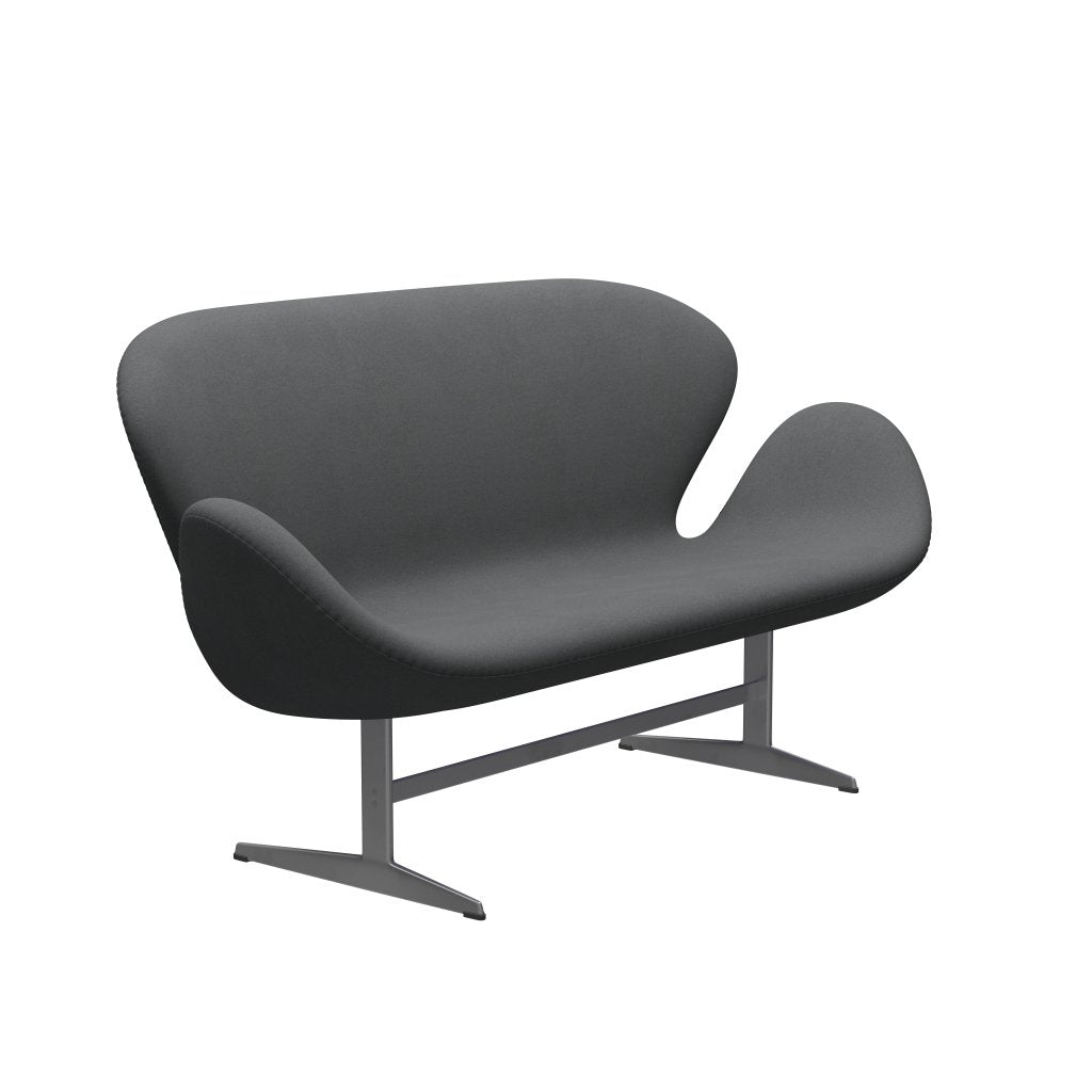 [product_category]-Fritz Hansen Swan Sofa 2 Seater, Silver Grey/Divina Dark Grey-Fritz Hansen-3321-DIV173-SGBASE-FRI-2