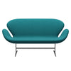 Fritz Hansen Swan Sofa 2 Seater, Silver Grey/Fame Green Turquoise