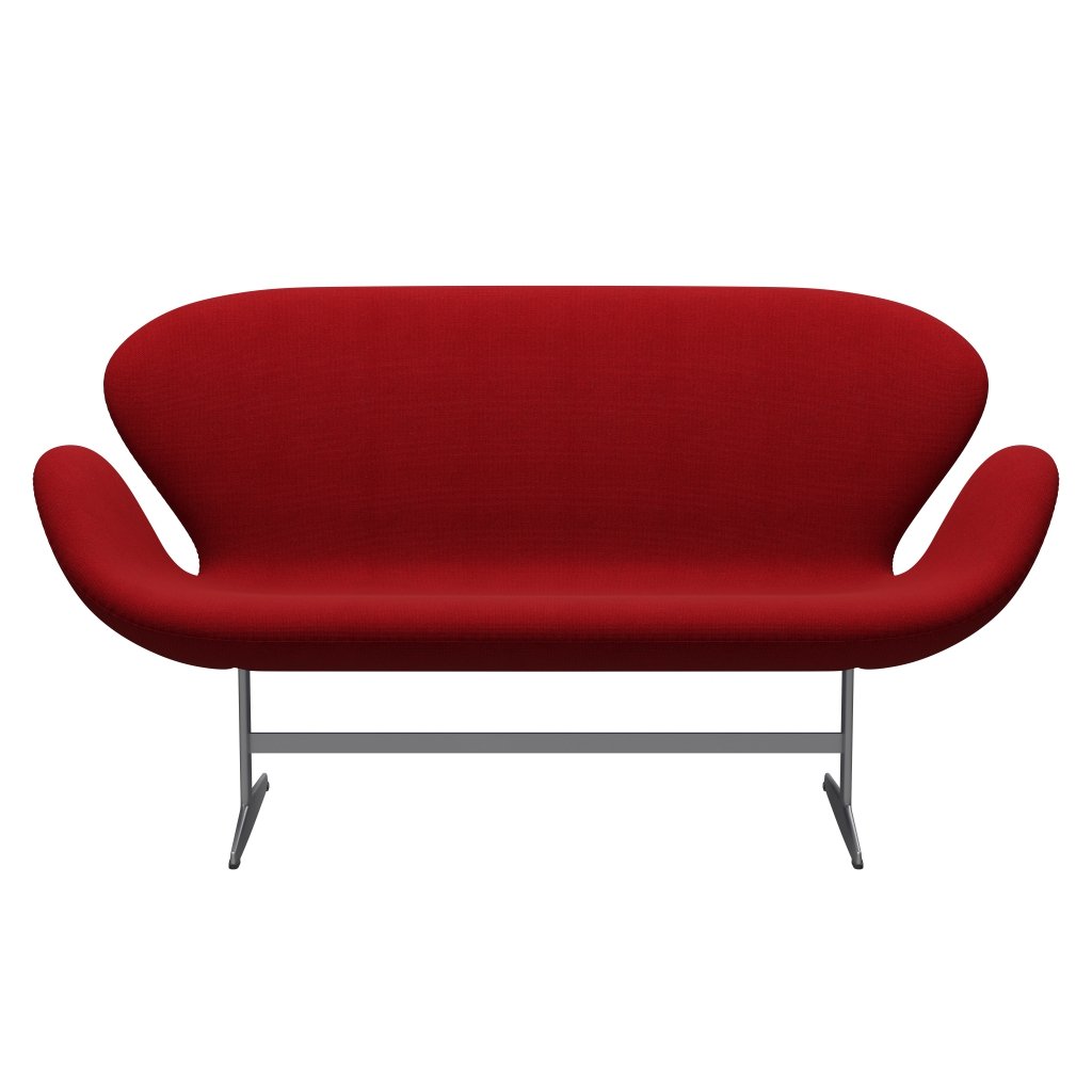 Fritz Hansen Svanesofa 2-Personers, Silver Grey/Hallingdal Classic Red