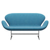 Fritz Hansen Swan Sofa 2 Seater, Silver Grey/Hallingdal White/Turquoise