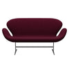 Fritz Hansen Swan Sofa 2 Seater, Silver Grey/Hallingdal Wine Red/Violet