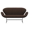 Fritz Hansen Swan Sofa 2 Seater, Silver Grey/Sunniva Black/Chestnut